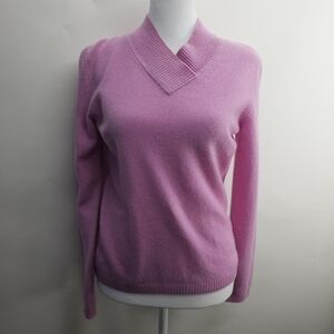 Investments XS Pullover Pink Sweater Fine Cashmere Knit V Neck